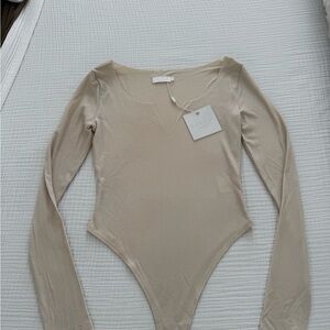 Meshki Basics Cream Ribbed Top